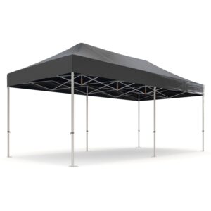Easy-up 3x6 partytenten -- Dit model, ook bekend als een harmonicatent of vouwtent, is perfect voor 20 – 27 personen en staat in een handomdraai.