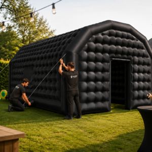 Opzetten opblaasbare partytent